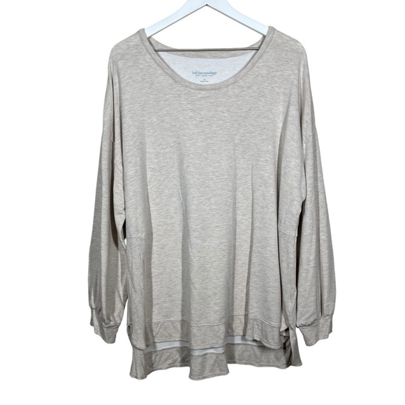 Soft Surroundings Womens Oatmeal Tan Long Sleeve Tunic Top Plus Size 1X Soft - Picture 1 of 9